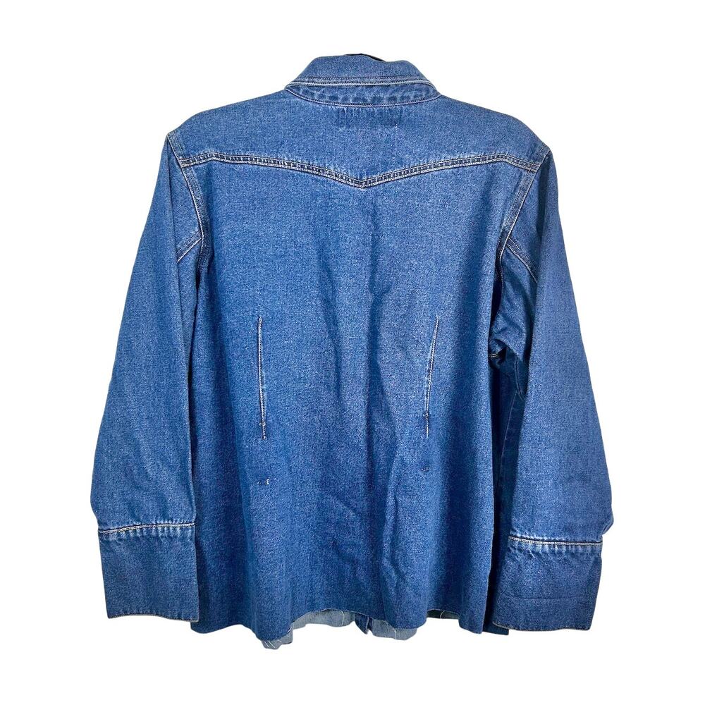 Vintage 80s Western Coastal Cowgirl Denim Snap Chore Shirt Jacket Plus Size 16 - Picture 7 of 7